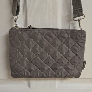 Rae Dunn Gray Quilted Nylon Crossbody Bag